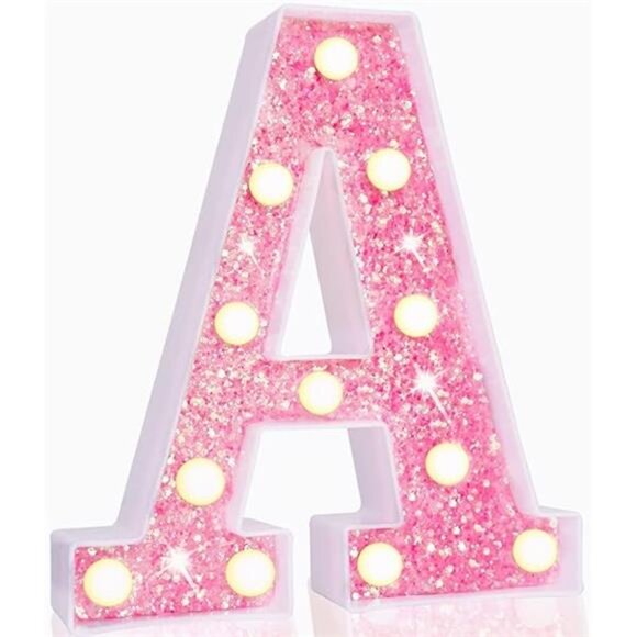 LED Marquee Letter Lights, Light Up Pink Letters Glitter Alphabet Letter Sign - Picture 7 of 7